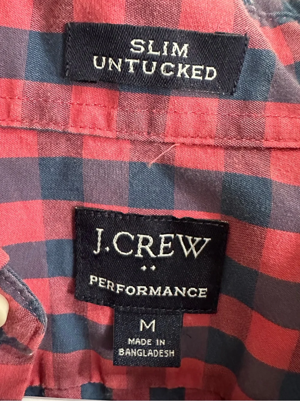 J.Crew Men Performance Slim Untucked Button Up Shirt Shirt Medium Plaid